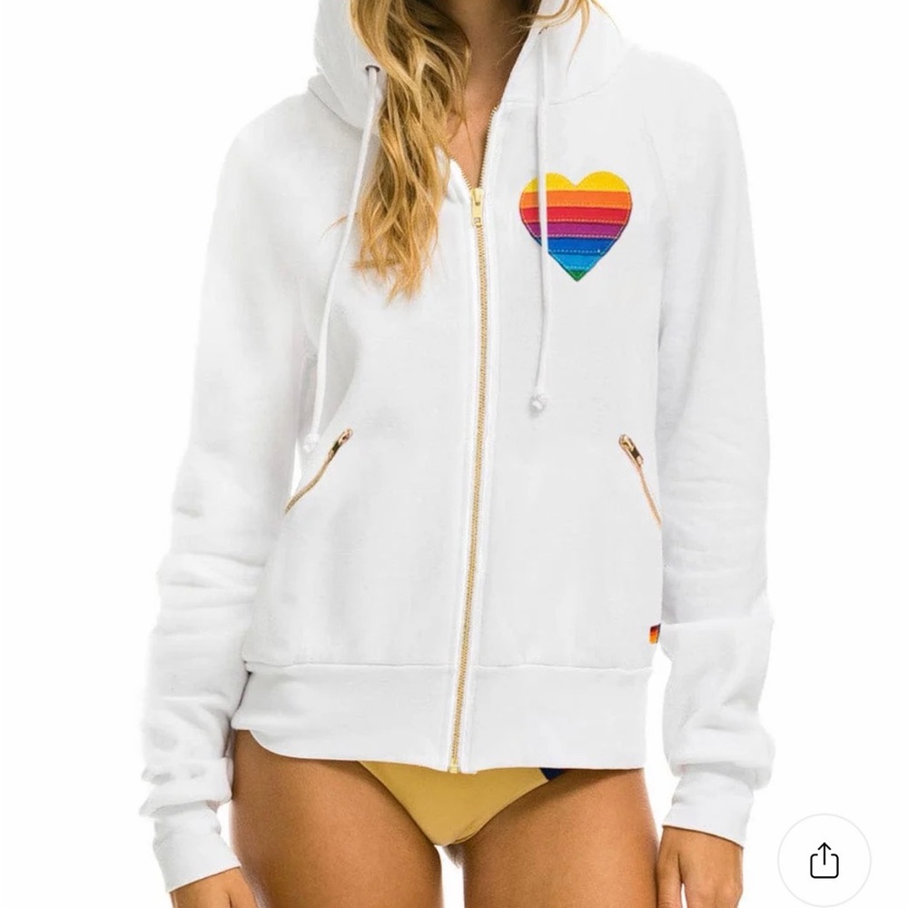 Aviator Nation Rainbow Heart Stitch Hoodie